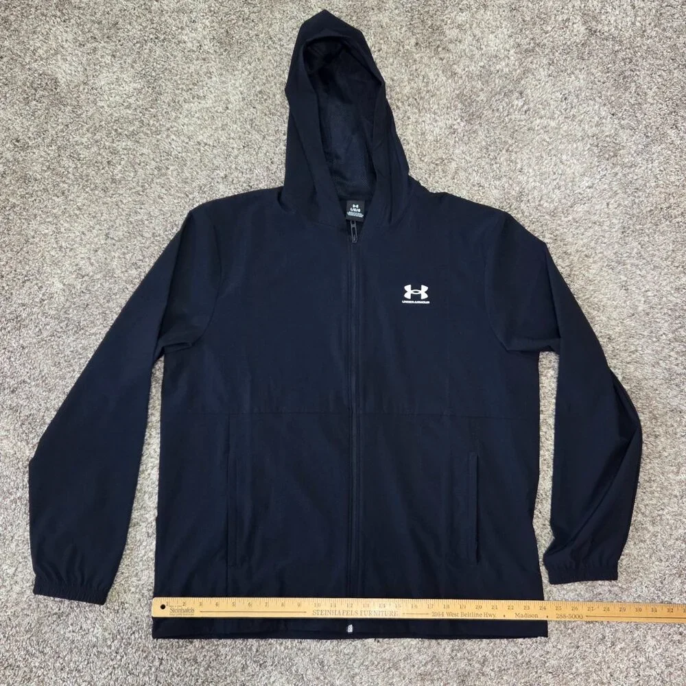 NWT -- Under Armour Men’s UA Vibe Woven Windbreaker, Black, Men's Large - Picture 5 of 10